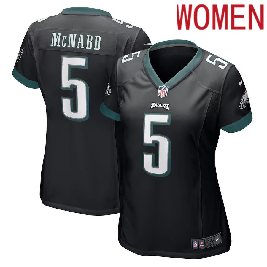 Women Philadelphia Eagles #5 Donovan McNabb Nike Black Retired Player NFL Jersey->women nfl jersey->Women Jersey